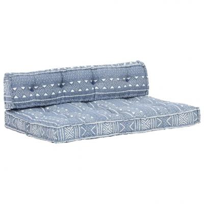Emaga vidaxl sofa z poduszek na paletę, tkanina, indygo patchwork