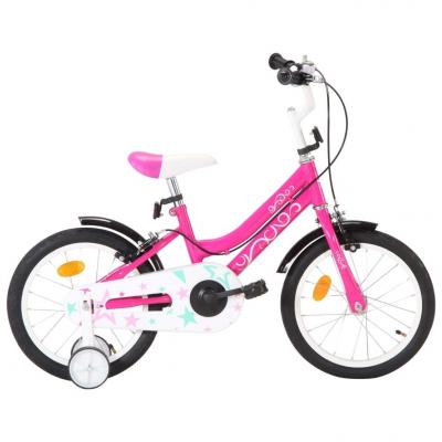 Emaga vidaxl rower dla dzieci, 16 cali, czarno-różowy