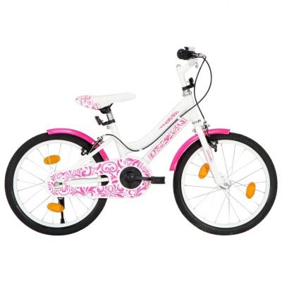 Emaga vidaxl rower dla dzieci, 18 cali, różowo-biały