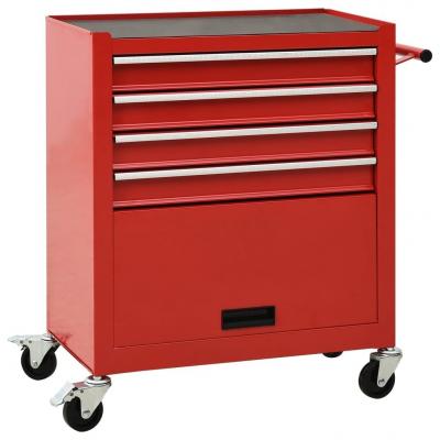 Emaga vidaxl wózek narzędziowy z 4 szufladami, stalowy, czerwony