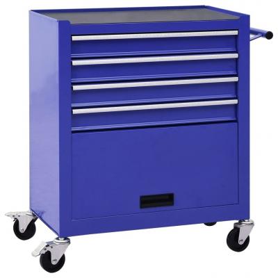 Emaga vidaxl wózek narzędziowy z 4 szufladami, stalowy, niebieski