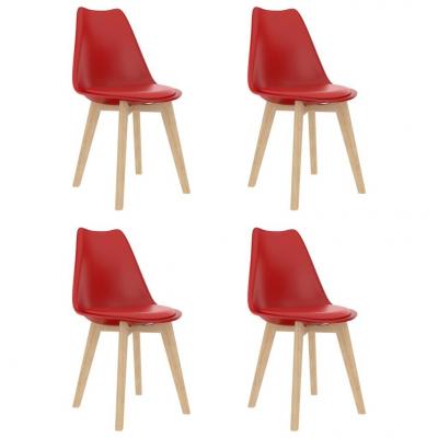 Emaga vidaxl krzesła stołowe, 4 szt., czerwone, plastik