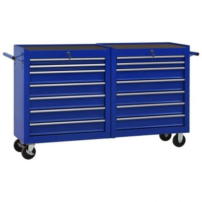 Emaga vidaxl wózek narzędziowy z 14 szufladami, stalowy, niebieski