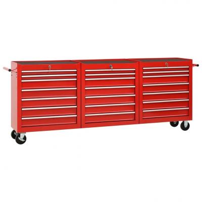 Emaga vidaxl wózek narzędziowy, 21 szuflad, stalowy, czerwony