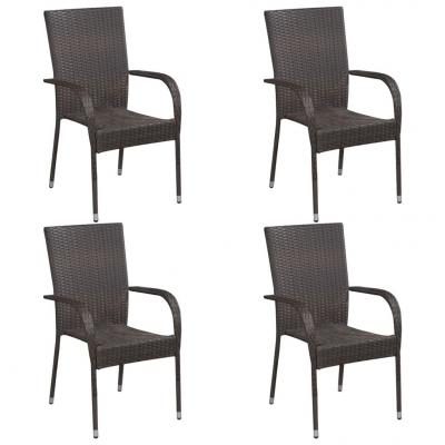 Emaga vidaxl sztaplowane krzesła ogrodowe, 4 szt., polirattan, brązowe
