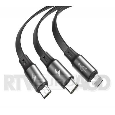 Baseus Kabel USB Fabric 3w1 USB-C / Lightning / Micro 3,5A 1,2m (szary)