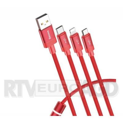 Baseus Kabel USB Data Faction 3w1 Typ C / Lightning / Micro 3,5A 1,2m (czerwony)