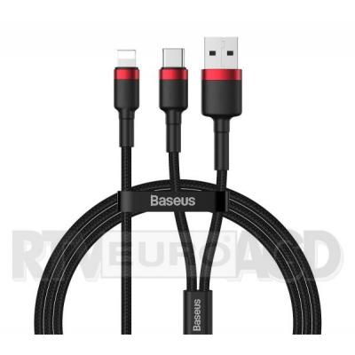 Baseus Kabel USB + USB-C do Lightning Cafule, PD, 18W, 2.4A, 1.2m (czarno-czerwony)