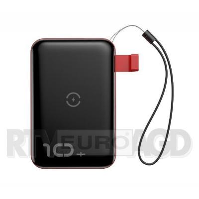 Baseus Powerbank Mini S z ładowaniem indukcyjnym, 10000mAh, 18W, USB (czarno-czerwony)