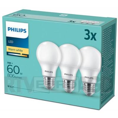 Philips LED 9 W (60 W) E27 3 szt.
