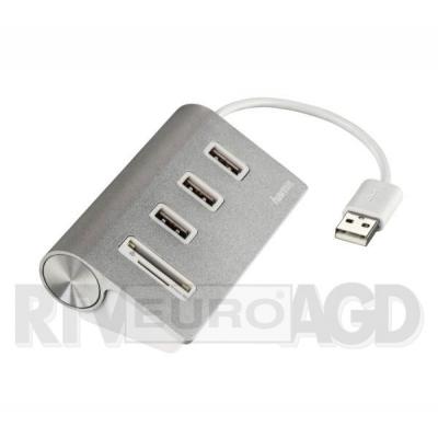 Hama HUB USB 2.0/Czytnik kart (aluminium)