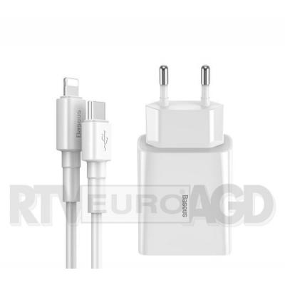 Baseus USB-C PD Mini, Power Delivery, 18W + kabel USB-C - Lightning 1m (biały)