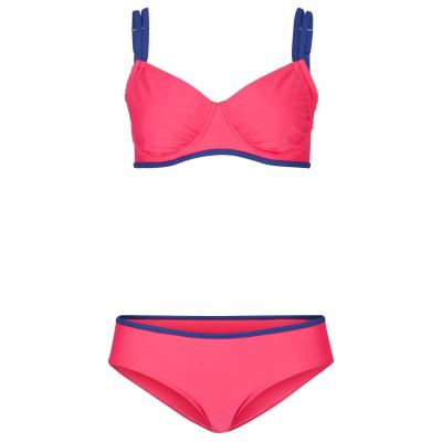 Bikini na fiszbinach minimizer (2 części) bonprix różowo-ciemnoniebieski