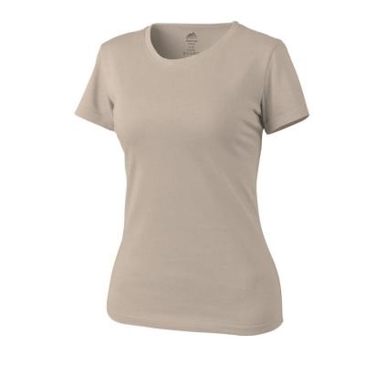 T-shirt damski - bawełna - beż-khaki  - xs (ts-tsw-co-13-b02)