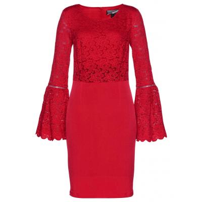 Sukienka koronkowa z efektem shape bonprix czerwony