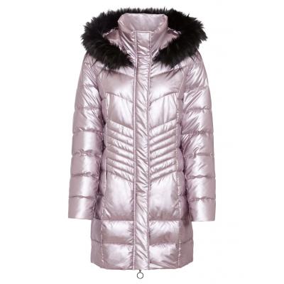Krótki płaszcz pikowany z kapturem bonprix różowy metaliczny