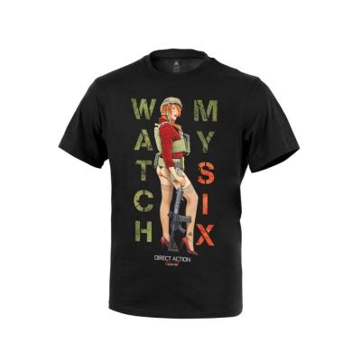 T-shirt "watch my six" - bawełna - czarny-black - xlarge (ts-wmsx-ctn-blk-b06)