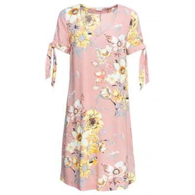 Sukienka z wiskozy bonprix jasnoróżowy vintage w kwiaty