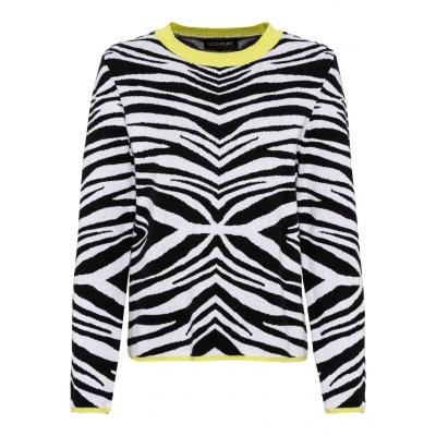 Sweter w paski zebry bonprix czarno-biało-żółty wzorzysty