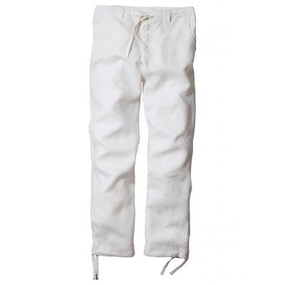 Spodnie lniane regular fit straight bonprix biały