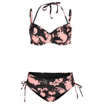 Bikini na fiszbinach (2 części) bonprix czarno-różowy