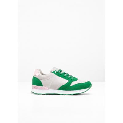 Sneakersy bonprix szaro-kryształowy jasnoróżowy - zielony miętowy