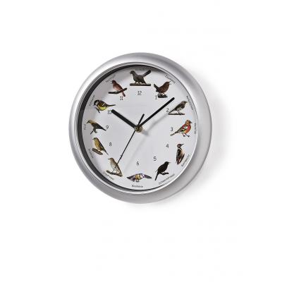 Zegar ścienny z ptasimi odgłosami bonprix kolorowo-srebrny