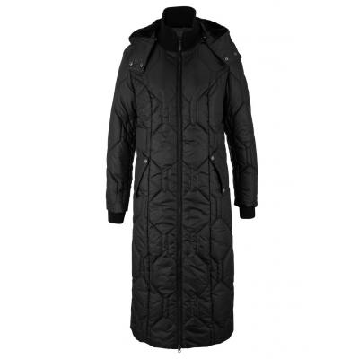Długi płaszcz z diamentowym pikowanym przeszyciem bonprix czarny