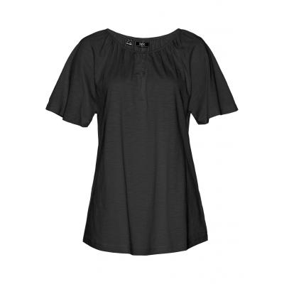 Shirt bawełniany z przędzy mieszankowej, krótki rękaw bonprix czarny