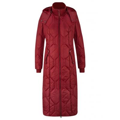 Długi płaszcz z diamentowym pikowanym przeszyciem bonprix czerwony kasztanowy