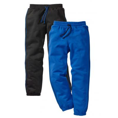 Spodnie chłopięce dresowe (2 pary) bonprix czarny + lazurowy niebieski