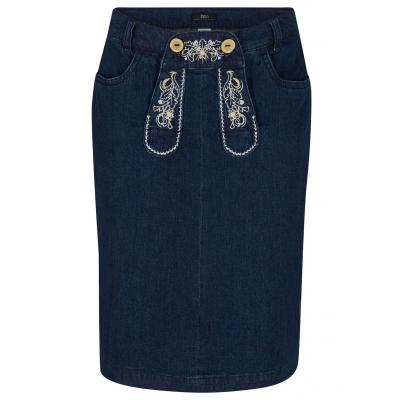 Spódnica dżinsowa w ludowym stylu bonprix ciemnoniebieski "stone"