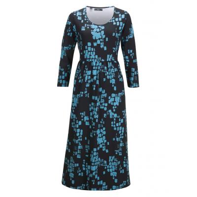Sukienka shirtowa z kieszeniami bonprix czarno-szaro-niebieski wzorzysty