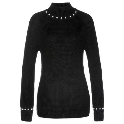 Sweter z perełkami bonprix czarny