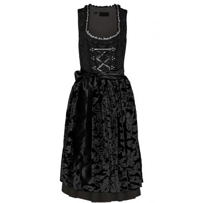 Sukienka ludowa z fartuchem z cekinami bonprix czarny wzorzysty