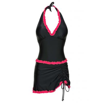 Sukienka kąpielowa bonprix czarno-różowy