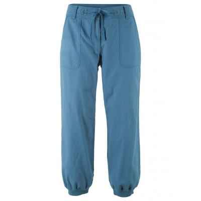 Spodnie lniane 3/4 loose fit bonprix niebieski dżins