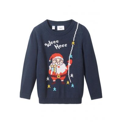 Sweter chłopięcy bożonarodzeniowy bonprix ciemnoniebieski
