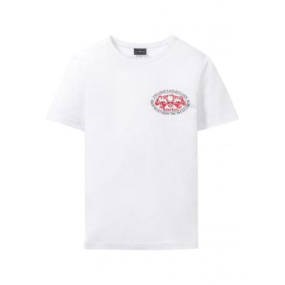 T-shirt slim fit bonprix biały z nadrukiem