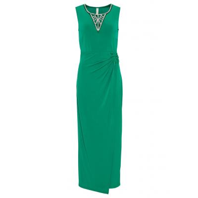 Długa sukienka wieczorowa z ozdobną aplikacją bonprix zielony