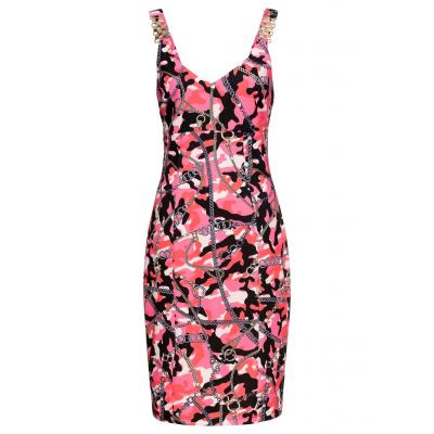 Sukienka z nadrukiem bonprix czarno-różowy wzorzysty
