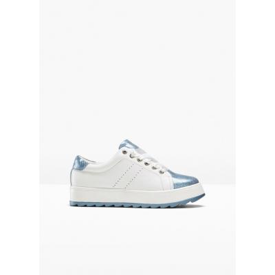 Sneakersy na podeszwie platformie bonprix biało-niebieski