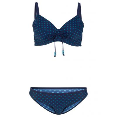 Bikini na fiszbinach "minimizer" (2 części) bonprix ciemnoniebiesko-niebieskozielony
