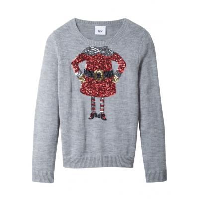 Sweter bożonarodzeniowy bonprix jasnoszary melanż