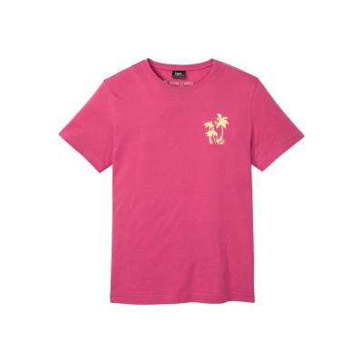 T-shirt z nadrukiem w palmy bonprix średni różowy