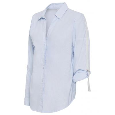 Bluzka z połyskującą tasiemką bonprix niebiesko-biały w paski