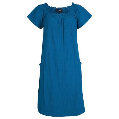 Sukienka z dżerseju w strukturalny wzór, z naszywanymi kieszeniami bonprix błękit królewski
