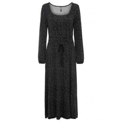 Sukienka z dżerseju bonprix czarno-biały w kropki