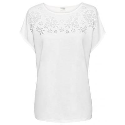 Shirt w kwiaty bonprix biel wełny