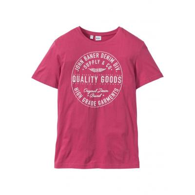 T-shirt bonprix średni różowy z nadrukiem
